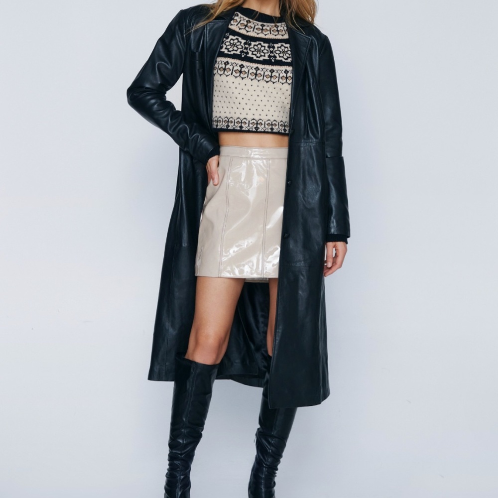 Nasty Gal faux vinyl beige skirt